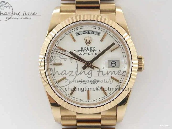 MiroTime 0117 MultiPurpose Day-Date 36 RG 128239 Bp Maker Best Edition White Dial on RG President Bracelet 3139